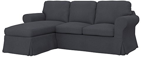 Soferia Sofabezug L Form Kompatibel Mit Ektorp 2er Sofa Mit Recamiere Links Ecksofaüberzug Sofaschoner Cover Wasserabweisend Pflegeleicht Antiallergisch Eco Leather Grau Anthrazit
