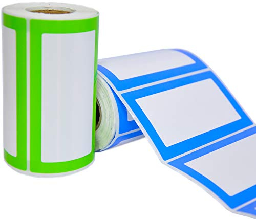 Namensaufkleber Etiketten Selbsteklebend - 2 Rollen 500 Sticker Insgesamt - 9 x 5 cm - Namensschilder Farbetiketten für Küche, Kinder-Kleidung, Schule, Kindergarten und Büro