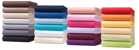 Hometex Premium Textiles Spannbettlaken Spannbetttuch 180-200 x 200 cm, Bettlaken Jersey aus 100% Baumwolle, Matratzen bis 23-25 cm, Oeko-TEX Made IN Green, Flieder