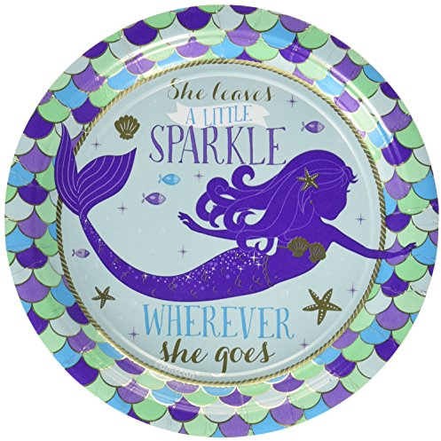 amscan 541975 Mermaid Wishes - Lot de 8 assiettes en carton - Motif sirène