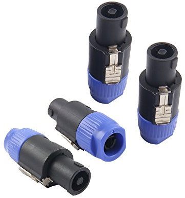Devinal SpeakOn Lautsprecher-Stecker-Adapter, 4-poliger Stecker, Drehverschluss, kompatibel mit Neutrik Speakon NA4LJ, NA4LJX, NL4MP, NL4MPR, NL4FC, NL4FX, NL4 & NL2 Serie, NL2FC, 4 Stück