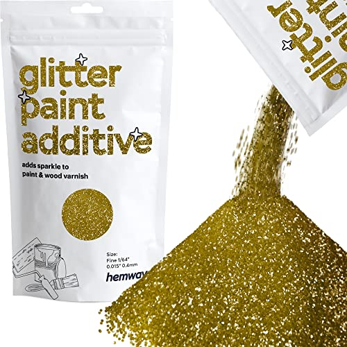 Hemway Gold Glitter Vernice Additivo FINI 1/64 0,4 millimetri per emulsione a base di acqua - Interior & Exterior parete, soffitto, legno, Vernice - 100g / 3,5 once
