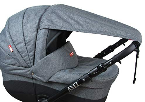 BABYLUX Sonnenschutz SONNENSEGEL für Kinderwagen Buggy UV Schütz (55. Grey Flex)
