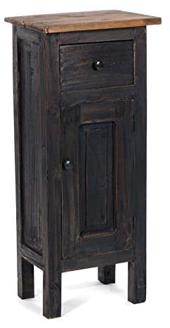 DESIGN DELIGHTS Holz FLURSCHRANK Plant 80 | 80x36x25cm (HxBxT), Mahagoni Recyclingholz | Shabby Chic Telefontisch | Farbe: 04 schwarz-Natur