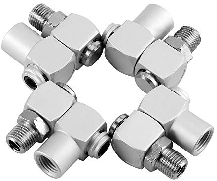 Qiterr Pneumatisches Drehgelenk 360 Universalgelenk, 4 Stück/Satz Aluminium 1/4Universalwerkzeug für Schwenkschlauchadapter 360