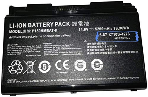 P150HMBAT-8 X710S Laptop Akku | Ersatz für CLevo 6-87-X710S-4271 6-87-X710S-4272 6-87-X710S-4J7 6-87-X710S-4J72 Sager NP8170 NP8150 (14.8V 76.96Wh 5200mAh)