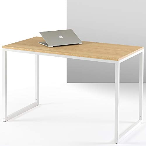 Zinus Jennifer 119x61x74 cm - Moderner Arbeitstisch aus Metall und Holz - Computertisch für das Heimbüro - Hellbraun und Weiß