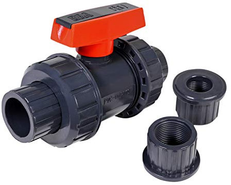 Midline Valve Heavy Duty PVC True Union Kugelhahn Rosa Griff 1/2 '' FIP/Lösungsmittel Anschlüsse Grau Kunststoff (482UT012)
