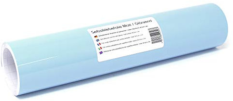 Finest Folia 3m x 31cm Plotterfolie 105 Farben Matt/Glänzend Selbstklebend Bastelfolie zum Plotten Möbelfolie (172 Pastellblau, Matt)