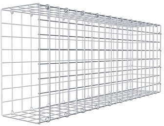 GABIONA Gabione zur Erweiterung (L x H x T cm: 100 × 40 × 20) – Steinkorb aus 4 mm Draht, C-Ring Verschluss mit Gratis-Zange – für Verlängerung in der Länge, ohne Stirngitter – Gabionenzaun