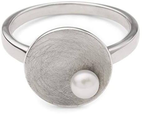 Heideman Ring Damen Scab aus Edelstahl silber farbend matt Damenring für Frauen mit Perle weiss poliert