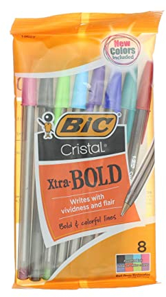 BiC Cristal Xtra Bold Bolígrafo de bola, atrevido, colores surtidos 19627, 8 unidades (paquete de 1)