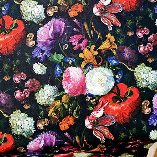 Stoff Meterware Baumwolle bunt Blumen Gemälde Alte Meister Fotodruck Digital Dekostoff prächtig