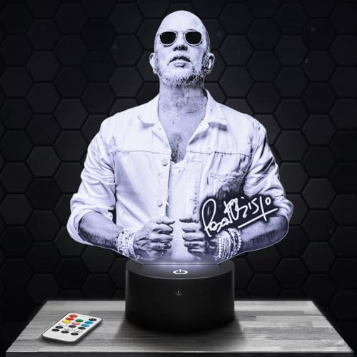 Lampephoto.fr - P. Obispo 3D Lampe, Touch Nachtlicht, Dekoration Sänger Französische VielfaltsGeschenkidee für Männer und Frauen P. Obispo Nachtlicht, Deko-Zimmer Geschenk, 3D Led Illusion