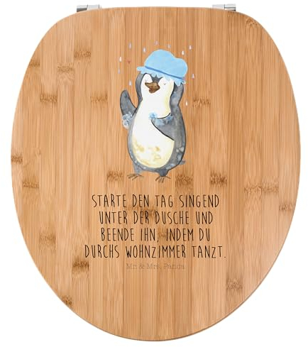 Mr. & Mrs. Panda Motiv WC Sitz Pinguin Duschen - Geschenk, Toilettendeckel, WC-Sitz, Klobrille, Neuanfang, Toilette, Klodeckel, baden, Pinguine