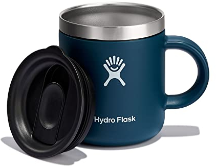 HYDRO FLASK - Kaffeebecher 177ml (6 oz) - Vakuumisolierter Thermobecher aus Edelstahl - Isolierbecher mit Griff & Steckdeckel - Reise-Becher - Spülmaschinenfester Kaffeebecher - Indigo