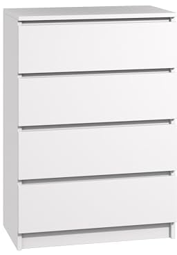 roe furniture Pressiode Kommode mit 4 Schubladen Sideboard weiß Anrichte Holz Schubladenschrank Schrank, Mehrzweckschrank, Standschrank, Schlafzimmermöbel 40x96x70 (Weiß)