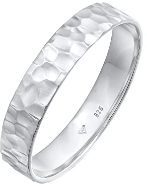 Kuzzoi Bague pour Homme Massive en Argent Sterling 925 - Alliance Martelée Fabriquée à la Main (4 mm), Bague d'Amitié, Taille 60-66, 0604962922