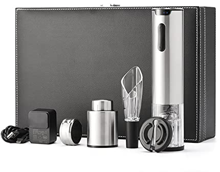 SPELAX Cavatappi Elettrico, cavatappi per Vino, cavatappi Ricaricabile con Cavo di Ricarica, versatore per Vino, Taglia stagnola, Tappo per Pompa a Vuoto, Kit cavatappi per Vino Cordless a Batteria