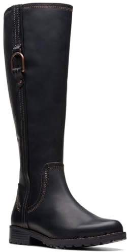 Clarks Aspra Hi Sneaker, Black Leat, 0 US Donna, Leat Nera, 0 Women/0 Men