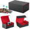 Yearninglife Premium 2-Row Trading Card Storage Box, Magnetverschluss Trading Card Deck Storage Box, 600+Card Deck Case für Trading Cards, Sport Cards (Schwarz Rot)