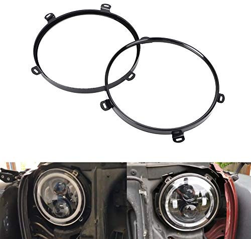 Scheinwerfer Halterung Jk,Wrangler Jk Scheinwerfer Halterung,Tj Scheinwerferring Scheinwerferbirnen Baugruppen 2 Stück 7 Zoll Scheinwerferhalterung Ring Lampenfassung Passend Für Wrangler Tj