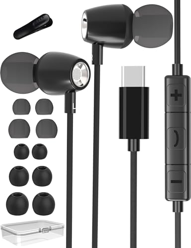 USB C Headphones, USB C Earphones for Samsung S24 S23 S22 Ultra S21 S20 fe A53 5g A54 A34 in Ear Metal Wired Type C Headphones for Apple iPhone 16 15 Pro Max Plus Google Pixel