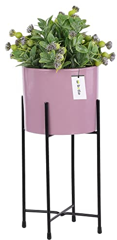 botle Blumenständer Blumenbeet Blumentopf Metall-Ständer Blumenübertopf Rund D 16,5 cm H 44 cm Rose Glanz Oberfläche Gestell Orchidee Vase Keramik Modern Glamour