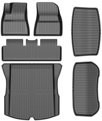 All-Weather TPE Floor Mats 6PCS -Compatible with 2024-2026 Model 3 Highland, Full Coverage Cargo Liner & Frunk Mat Heavy-Duty Anti-Slip Interior Accessories