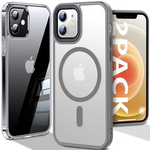 Chicfun [Nr.1 Stark Magnetisch für iPhone 12/12 Pro Hülle für MagSafe [Nr.1 Schutzkraft und Magnetkraft] [Militärisch Stoßfest] Handyhülle iPhone 12/12 Case Schutzhülle Silikon Matt Cover Titan