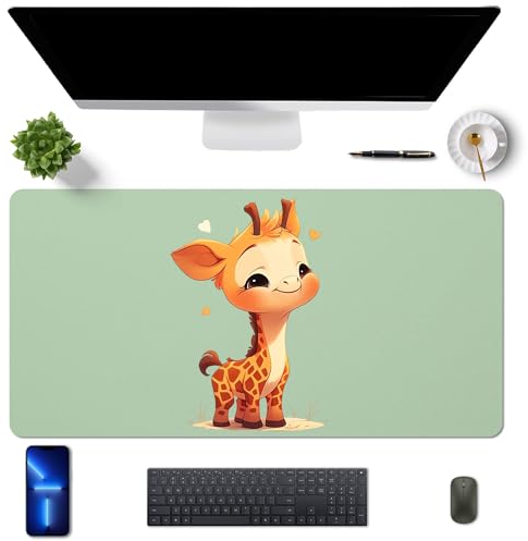 MAYCARI Schreibtischunterlage 80x40 cm PU Leder Rutschfeste Schreibtischmatte Mauspad Große Unterlagenmatte für Laptop Office Desktopschutz, Grün+Hirsch