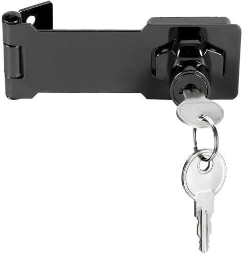 Litensh Serratura a Chiave, Lucchetto Hasp, Chiusure Hasp, chiavistello, chiavistello, serratura per porte, Cassetto Armadio Serrature Hasp,Chiusura a Scatto Cromata,nero