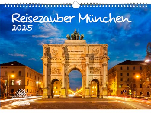 Reisezauber München DIN A3 Kalender für 2025 Bayern Deutschland - Geschenkset Inhalt: 1x Kalender, 1x Weihnachtskarte (insgesamt 2 Teile)