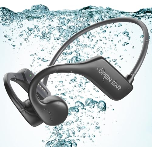 BEARTAIN Cuffie Conduzione Ossea, Cuffie da Nuoto IP68 Cuffie Auricolari Aperte Impermeabili, Cuffie Sportive Bluetooth Wireless, Memoria 32G Lettore MP3 Per Nuoto, Corsa, Ciclismo, Subacquee