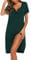 Ekouaer Women's Nightdress Short Summer Sleeve Nightshirt Button Down Nightgown Sleepwear Sleepshirts, Dark Green Large