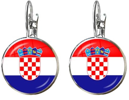 Mode-Persönlichkeit Kroatien-Flagge-Ohrringe Für Frauen, Hip-Hop-Glas-Kreis-Charm, Patriotische Tropfen-Ohrringe, Schicker Schmuck, Haken-Ohrring, Geschenke Für Frauen Und Männer, Modischer