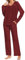 Famulily Pyjama-Sets für Frauen Ladies Comfy Freizeit Anzüge Rundhalsausschnitt Nachthemd Elastischer Bund Hosen 2 Stück Matching Pyjamas Wein M