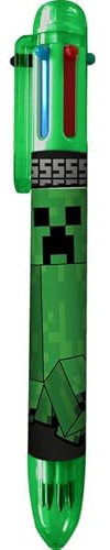 Minecraft Bolígrafos multicolor 6 en 1 retráctiles, diseño de barril arcoíris, bolígrafo novedoso para niños, oficina, escuela, estudiantes, regalo para niños