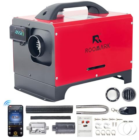 Roomark 5KW 12V All-in-One tragbarer Diesel-Standluftheizer, Standheizung mit Bluetooth-App-Steuerung und LCD-Monitor für PKW, LKW, Boot, Bus, Wohnmobil und Camper
