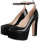 Women's Dressy Platform Chunky High Heels Patent Leather Ankle Strap Closed Toe Heeled Mary Jane Pumps Shoes Block Heels Ankle Buckle Wedding Prom Party Dres Shoes Black Size 6