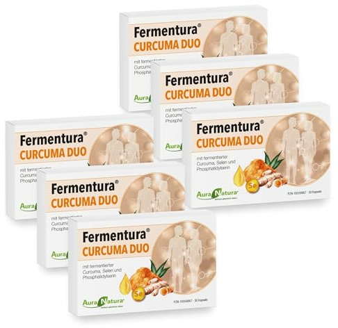 Fermentura Curcuma Duo – fermentierte Kurkuma Kapseln mit Selen, vegan | Fermentiertes Curcuma-Granulat mit Curcuma-Extrakt (95 % Curcuminoide) – vegan, gluten-, laktose- und sojafrei