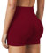 OOHOKAY Damen Gym Shorts Kurze Nahtlose Sporthose High Waist Sport Shorts Yoga Leggings Sommer Radlerhose Elastisch Unterhosen Fitness Butt Lift Kurze Hotpants(Wein Rot-Y1,M)