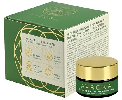 AVRORA Augencreme Gegen Falten mit Kollagen & Hyaluronsäure, 15 ml | Augenringe Entfernen & Falten Reduzieren, mit Pflanzenextrakten, Rosenwasser, Effektiver Anti‑Aging Formel für moderne Haut