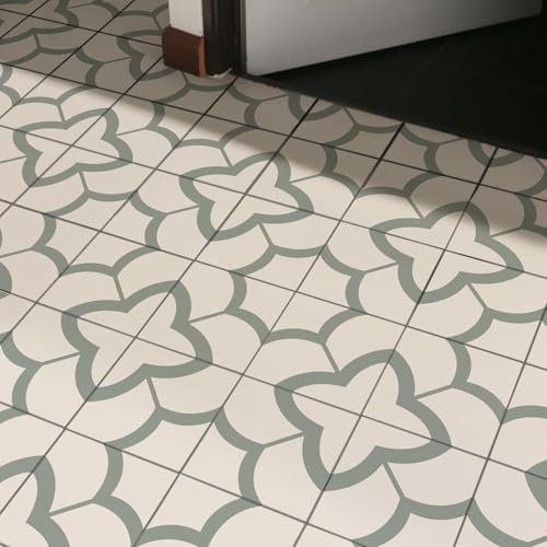 WIQUYBML Carrelage de Salle de Bain en PVC Beige rétro Vert à Coller sur carrelage de Salle de Bain carrelage Auto-adhésif carrelage de Cuisine Durable à Coller sur carrelage de Sol à peler