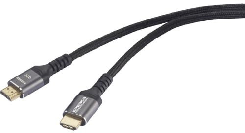 SpeaKa Professional HDMI Câble fiche HDMI-A 5.00 m Gris (Boîtier Métallique) SP-13125616 UHD 4K, Câble HDMI