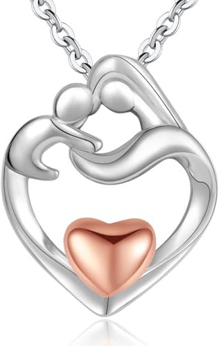 Cadeaux Fete Des Mere, Collier Femme Plaqué Or Rose,Opale Coeur Pendentif, Chaine Argent 925 Bijoux pour Maman, Cadeau Anniversaire Noël Saint Valentin, Mothers Day Gifts Mum