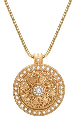 Aleasha Glücks Kompass Kette Damen Herren Zirkonia Vergoldet Edelstahl Halskette Schmuck