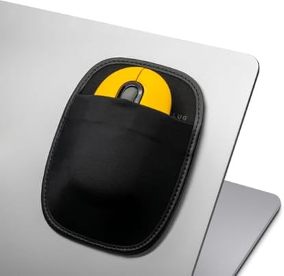 Afterplug Stick-On Mouse Holder for Laptop, 3M Adhesive Elastic Pouch | Fits Logitech Anywhere, Pebble, Pop & Magic Mouse 1/2; Edge-Stitched Sleeve for Quick Access; Not for Ergonomic/Gaming Mouse