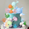 Gyufise 25Pcs Under The Sea Cake Decorations Ocean Animals Turtle Fish Cake Topper Pearl Cake Balls Decorations for Under The Sea Theme Boys Girls Baby Shower Birthday Party Supplies Blue