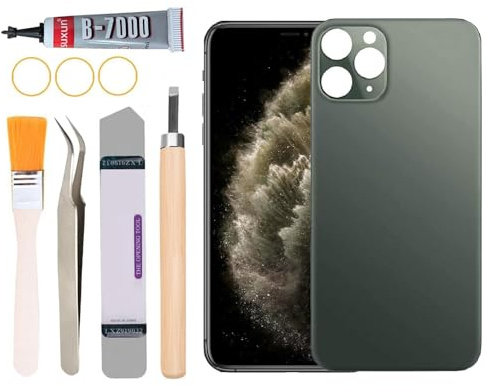 Yuntunele Back Glass Replacement for iPhone 11 Pro Max All Carriers with Professional Repair Tool Kit (Green)